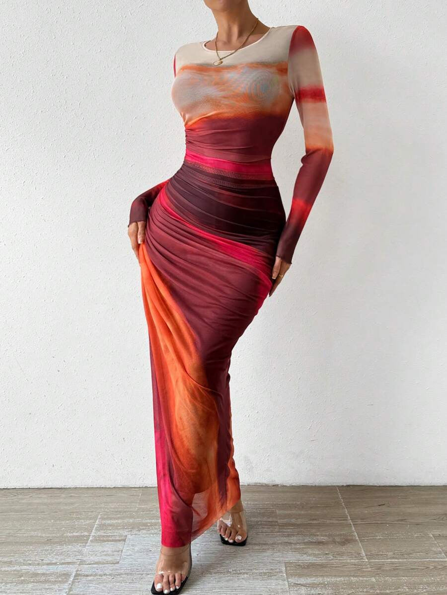 Torina | Printed Bodycon Maxi Dress