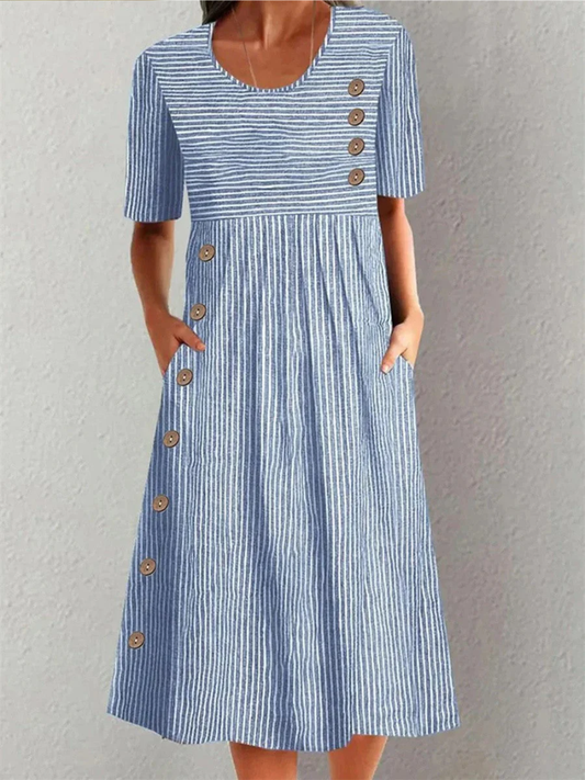 Marina | Elegant Striped Midi Dress