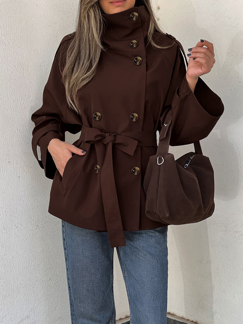 Valery | Women's Trench Coat For Autumn With High Collar And Tie Belt