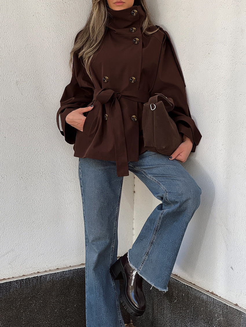Valery | Women's Trench Coat For Autumn With High Collar And Tie Belt