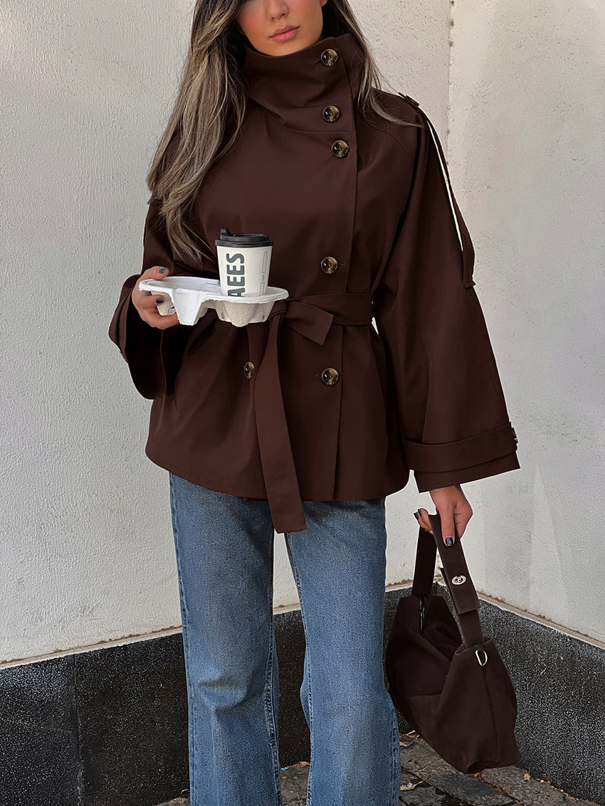 Valery | Women's Trench Coat For Autumn With High Collar And Tie Belt