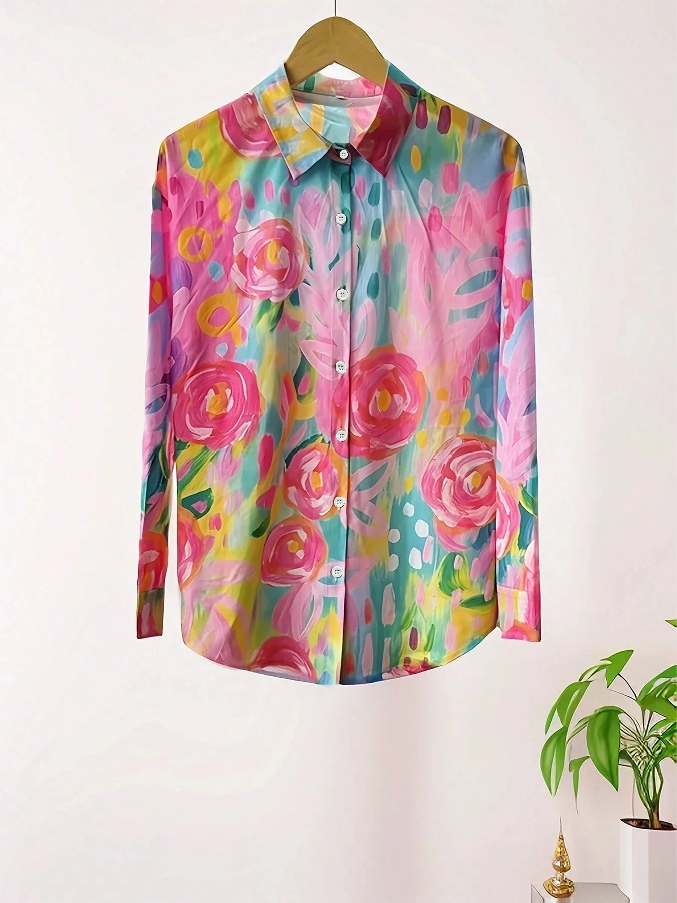 Hanna | Women's Blouse, Abstract Print Button Front