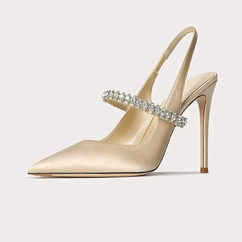 Anastasiya | Satin Slingback Heels With Pointed Toe For Women