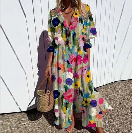 Christy | Bohemian Puff Sleeve Maxi Dress