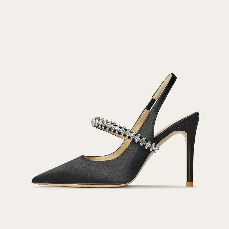 Anastasiya | Satin Slingback Heels With Pointed Toe For Women