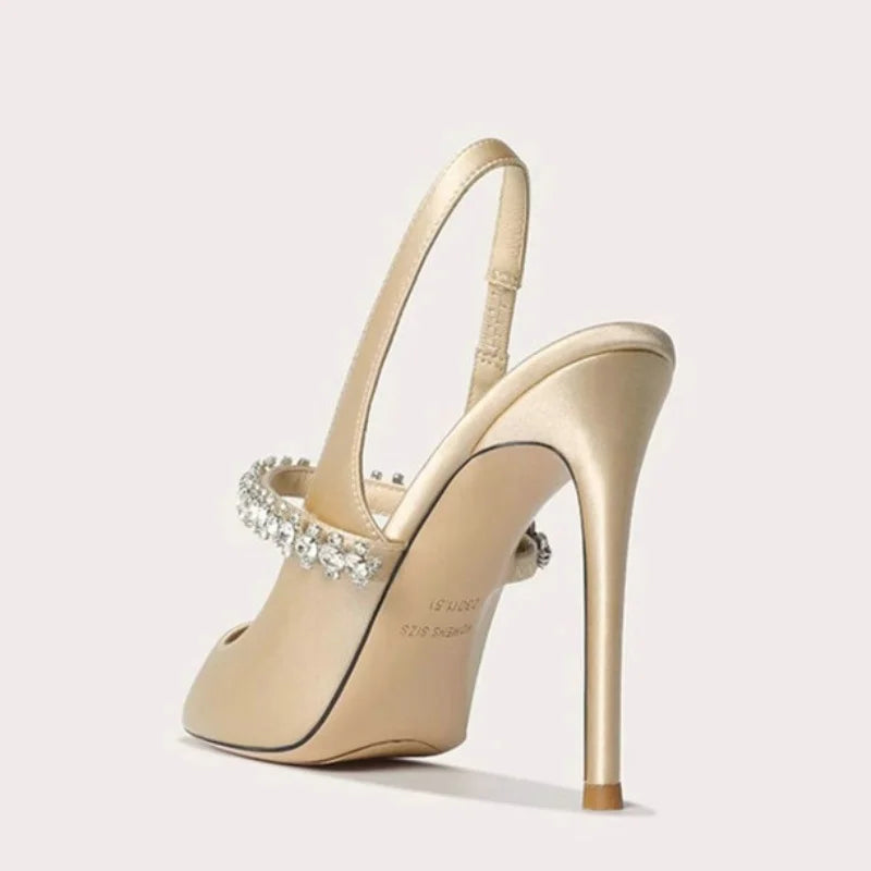 Anastasiya | Satin Slingback Heels With Pointed Toe For Women