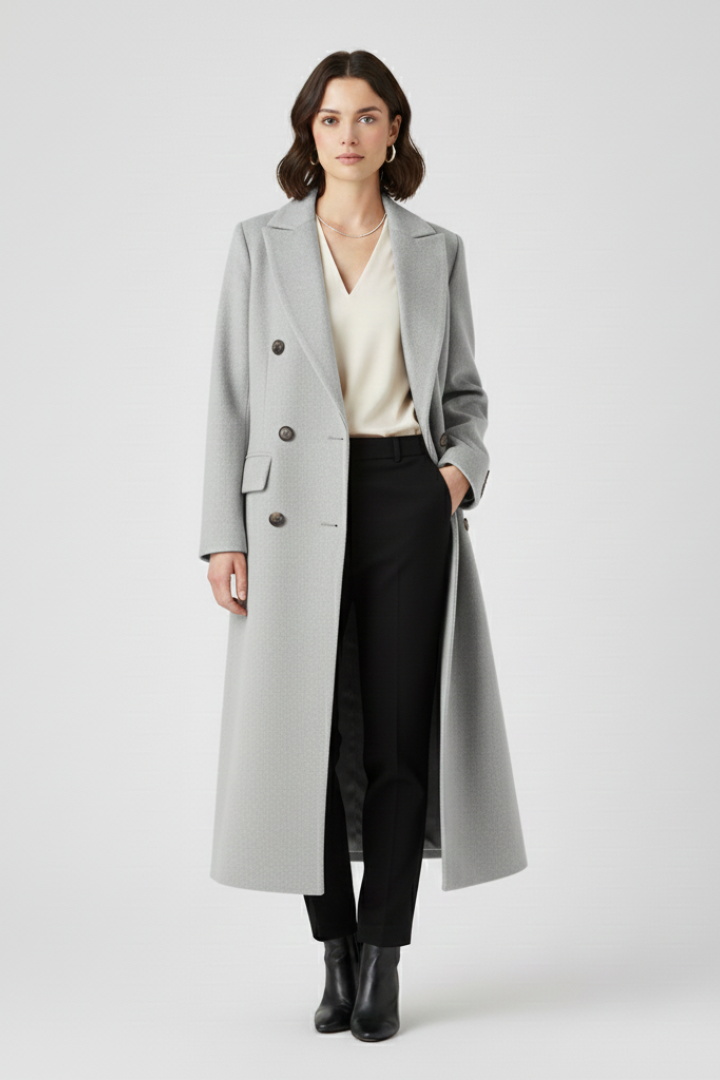Eliza | Women’s Coat With Lapel Collar And Button Fastening