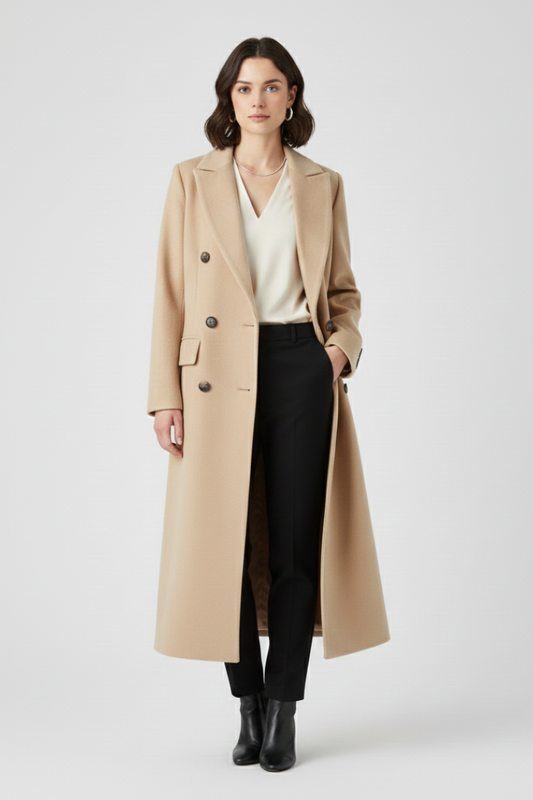 Eliza | Women’s Coat With Lapel Collar And Button Fastening