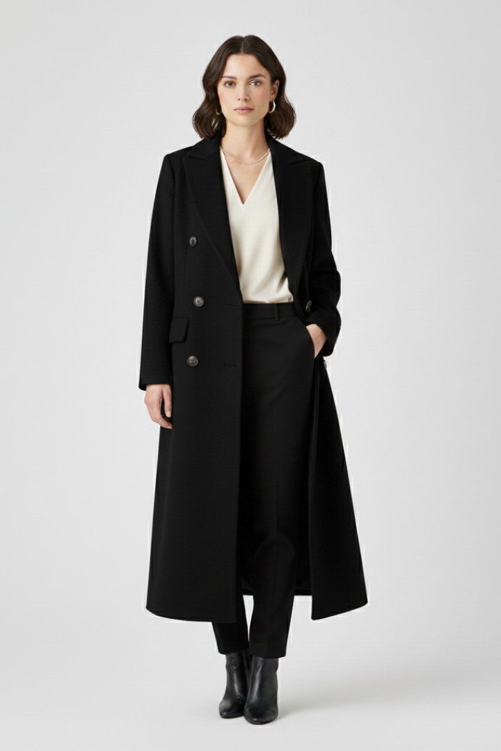 Eliza | Women’s Coat With Lapel Collar And Button Fastening