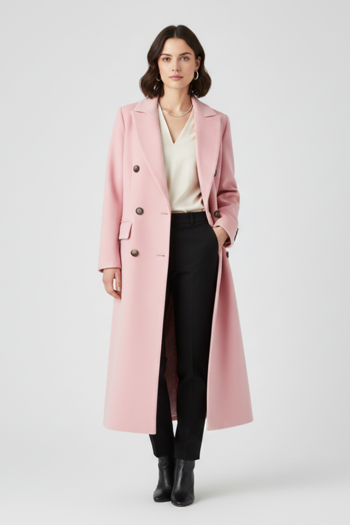 Eliza | Women’s Coat With Lapel Collar And Button Fastening