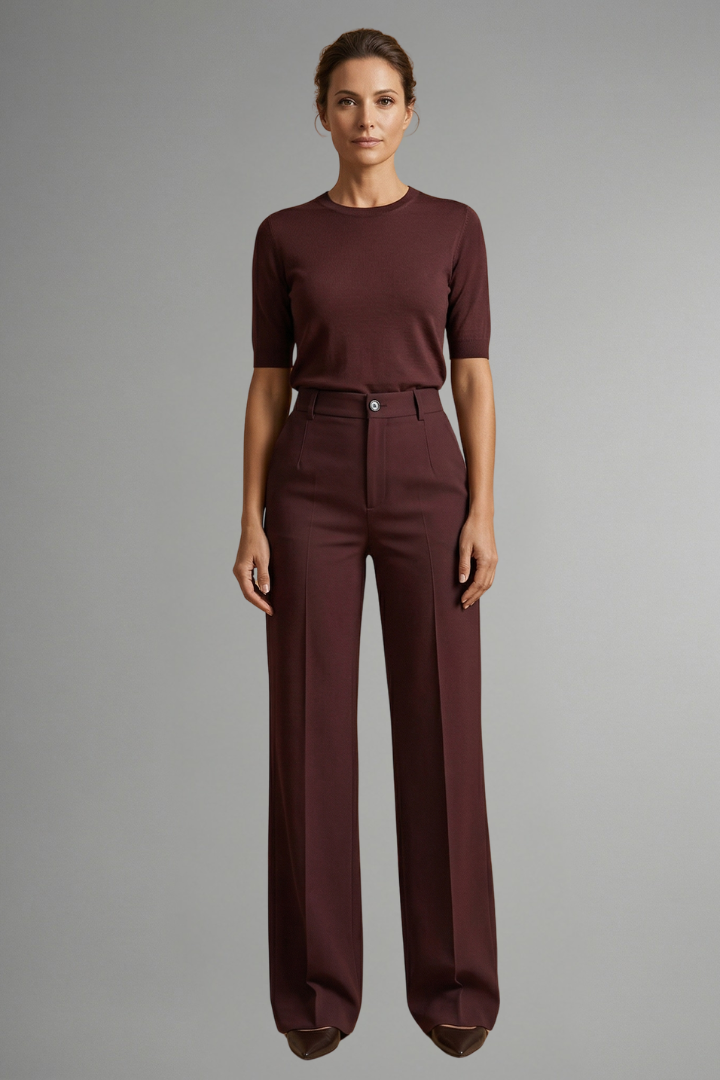 Marcely | Women’s Trousers With High Waist And Straight Leg