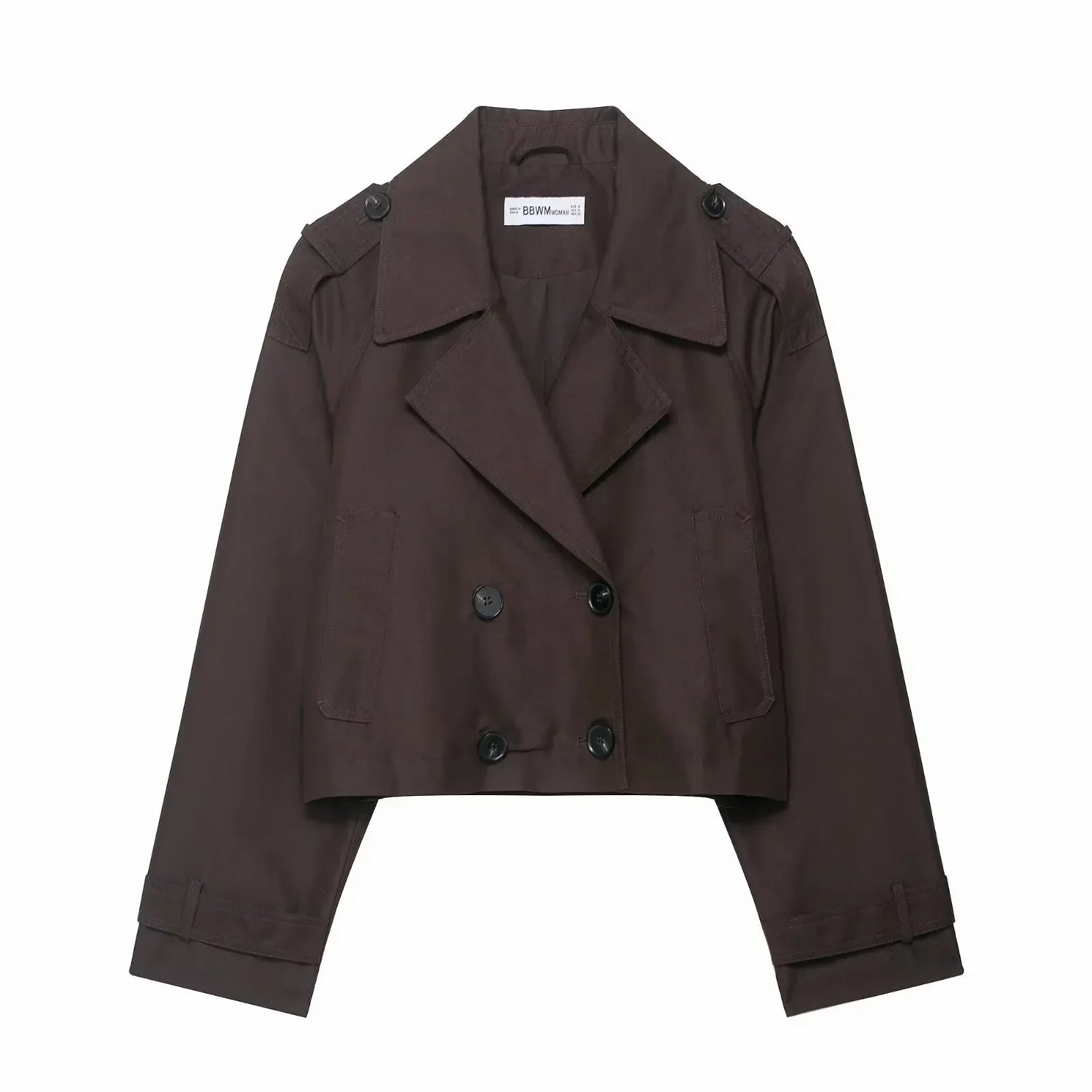 Womens Cropped Trench Coat  Double Breasted Classic Design - Product example