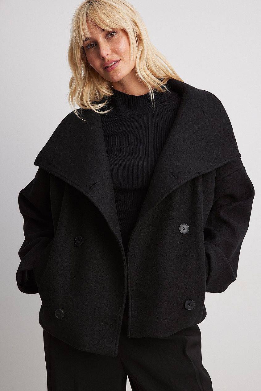 Women's Short Wool Jacket with Double Snap Closure 7