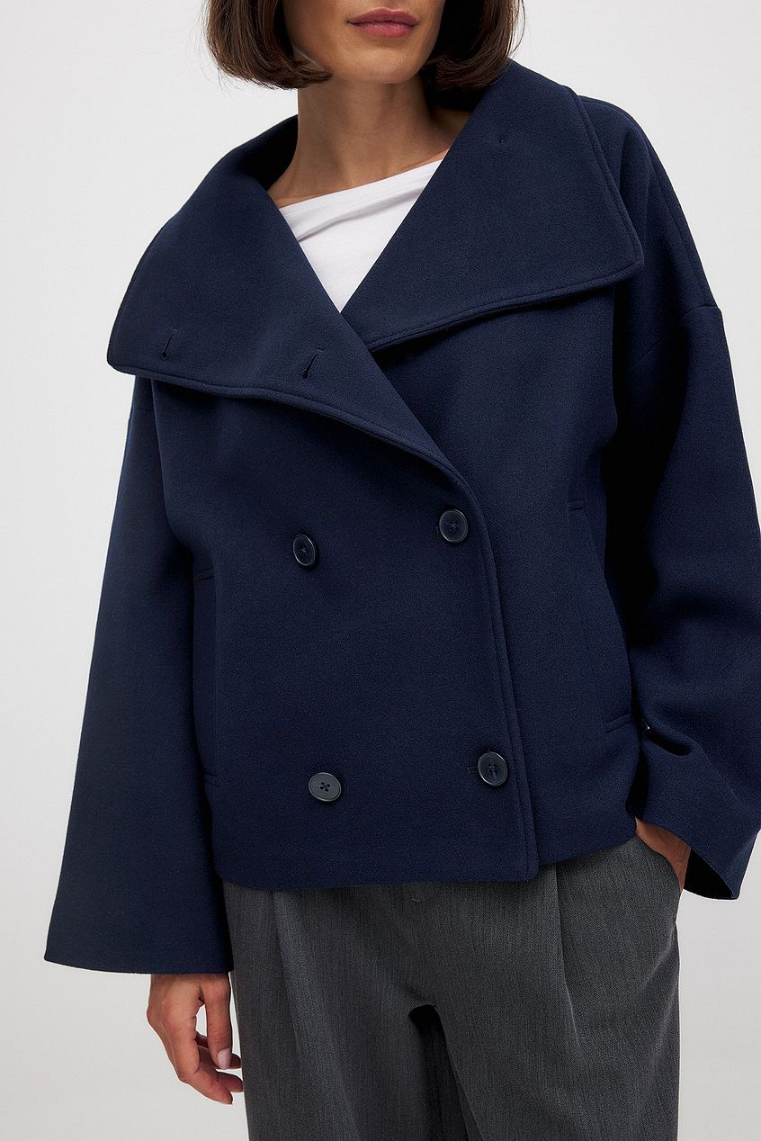 Women's Short Wool Jacket with Double Snap Closure 8