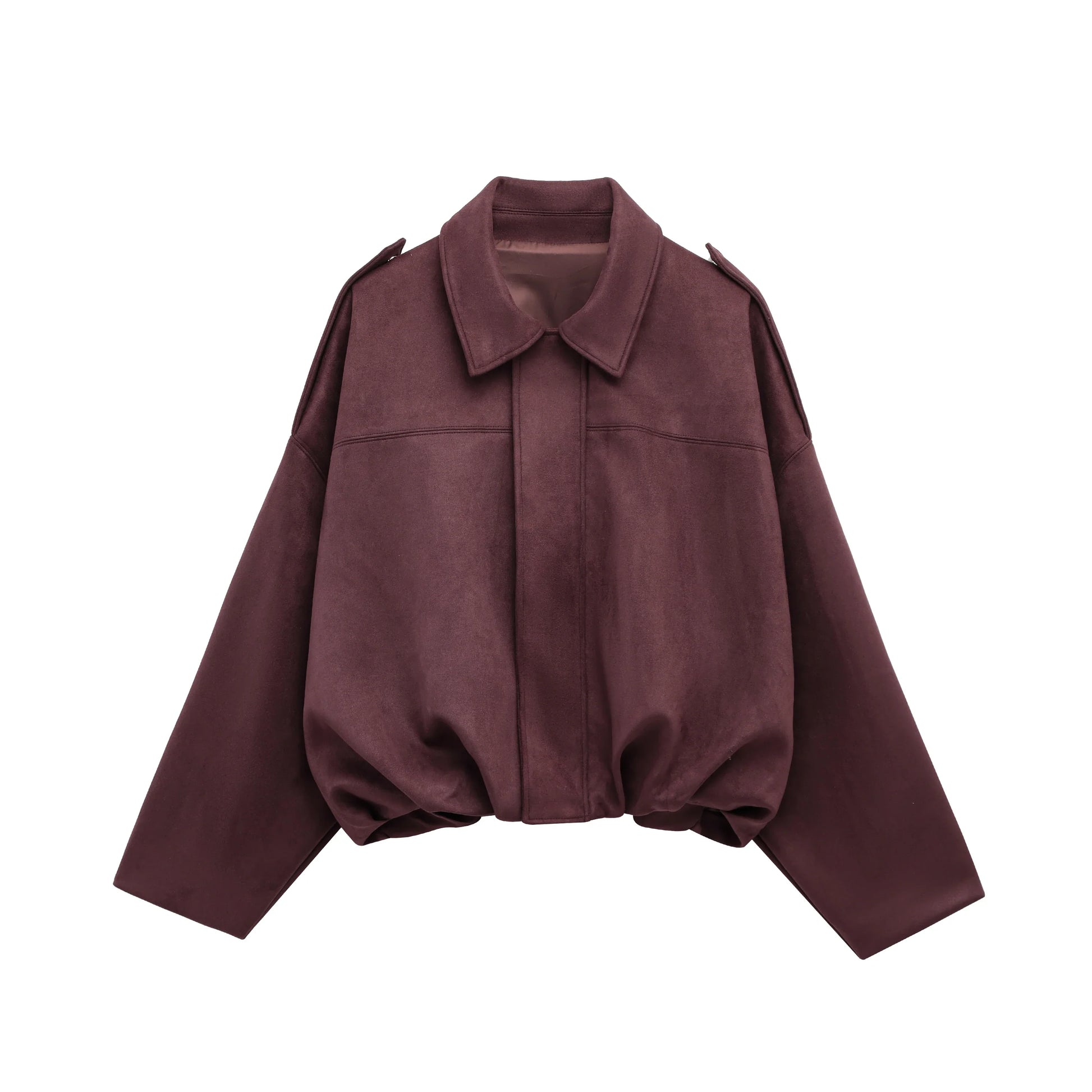 Women's Suede Bomber Jacket in Brown and Green – Casual Vintage Motorcycle Coat with Zipper Closure 11