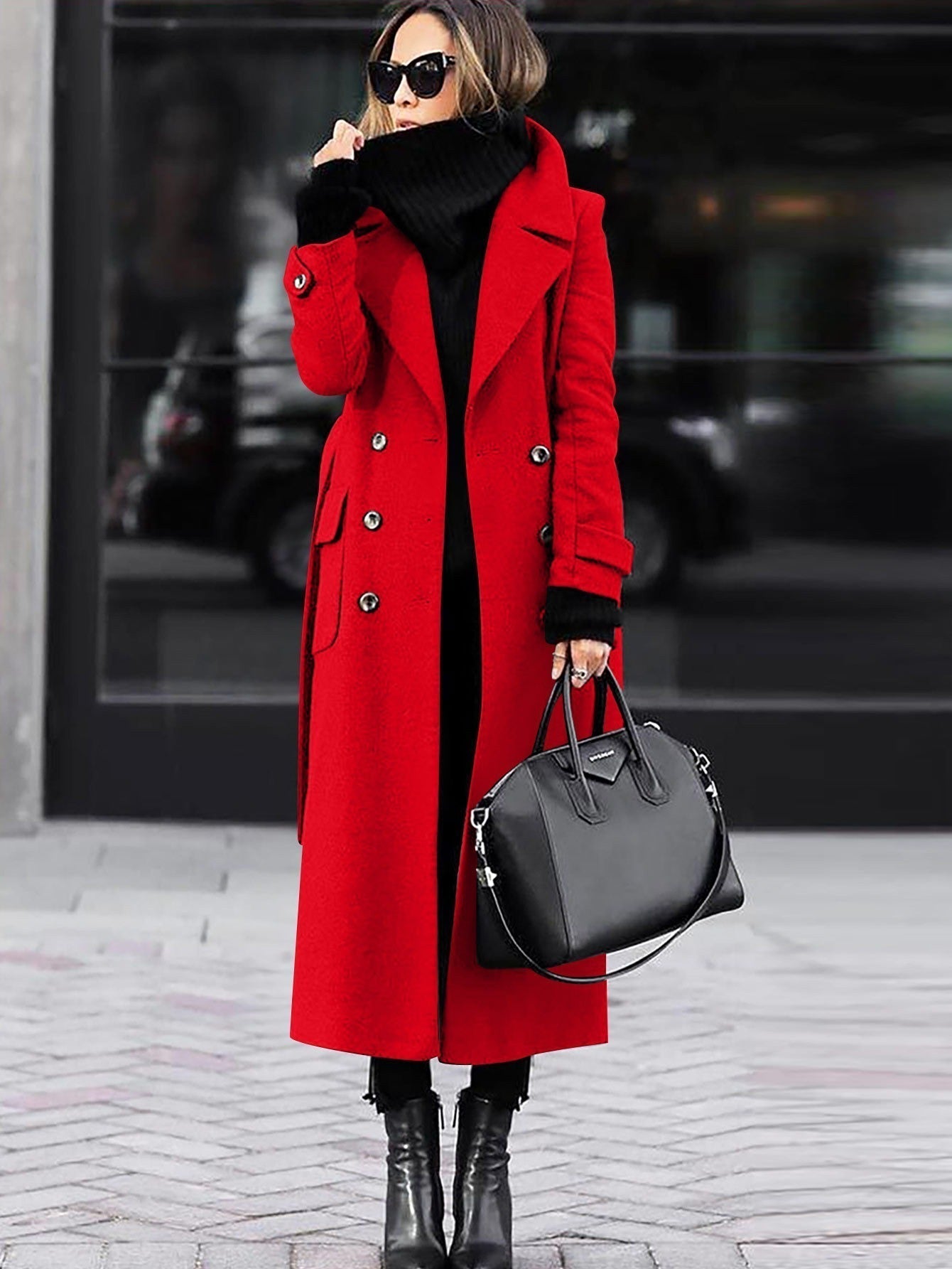Classic Wool Winter Coat  Double-Breasted Full Length Design - Product detail 5