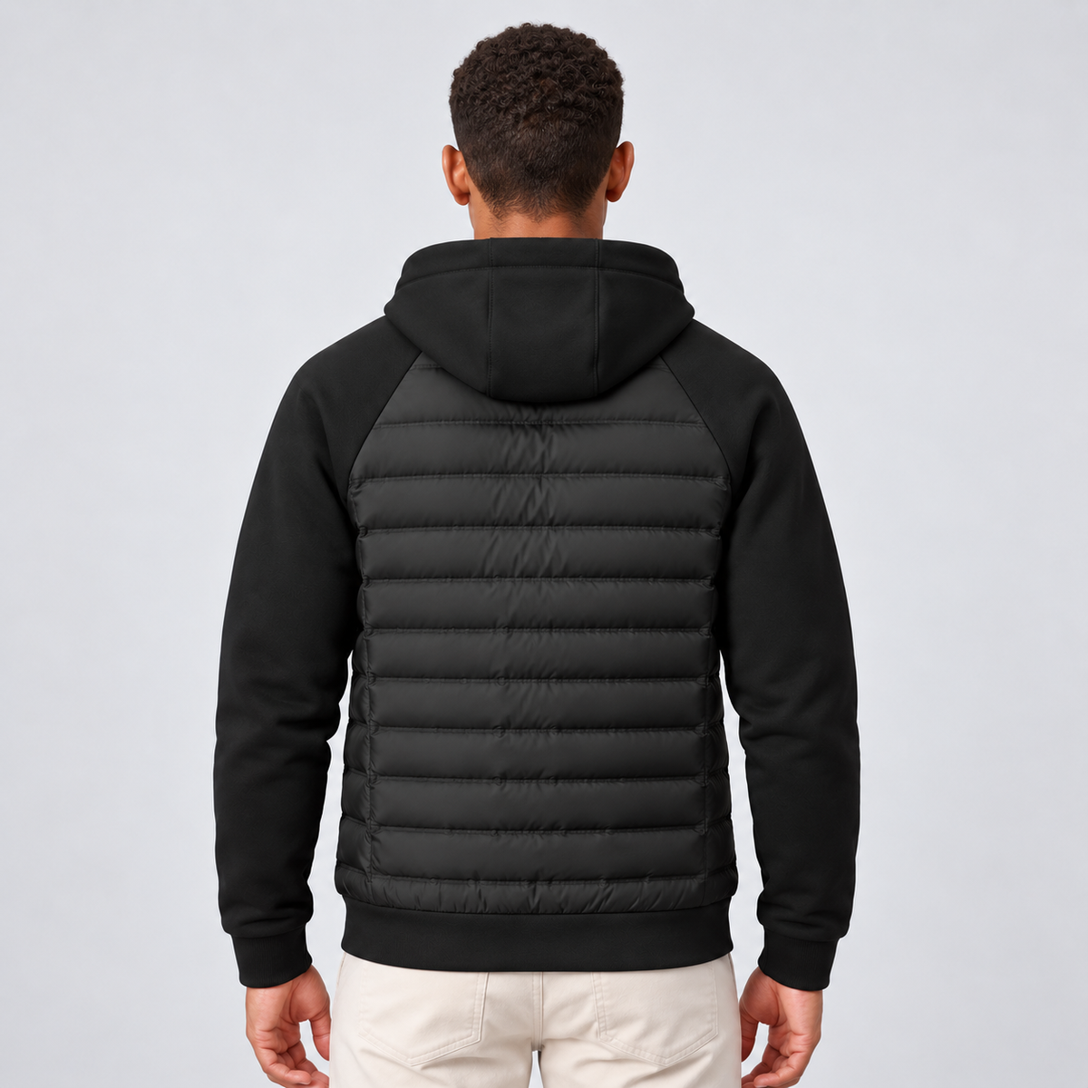 Montarello | Men's Hooded Down Jacket With Quilted Panels
