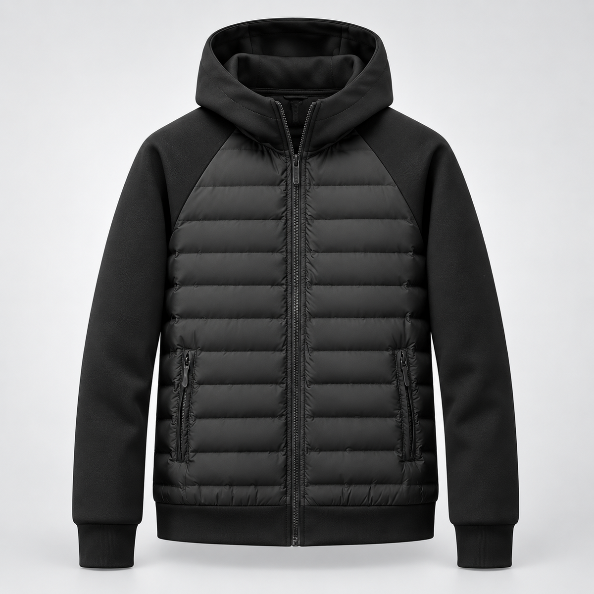 Montarello | Men's Hooded Down Jacket With Quilted Panels