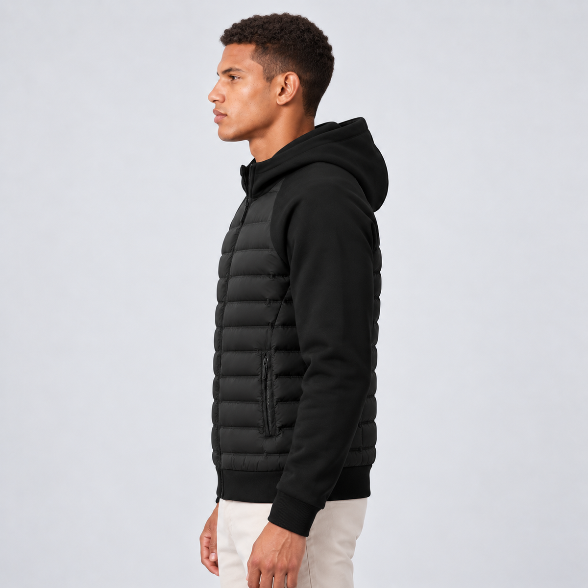 Montarello | Men's Hooded Down Jacket With Quilted Panels