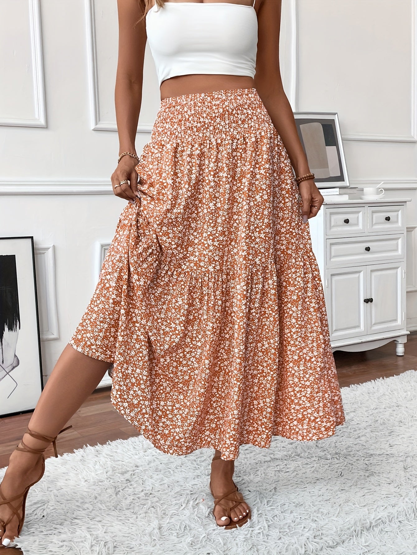 Elena | Floral Midi Skirt For Women