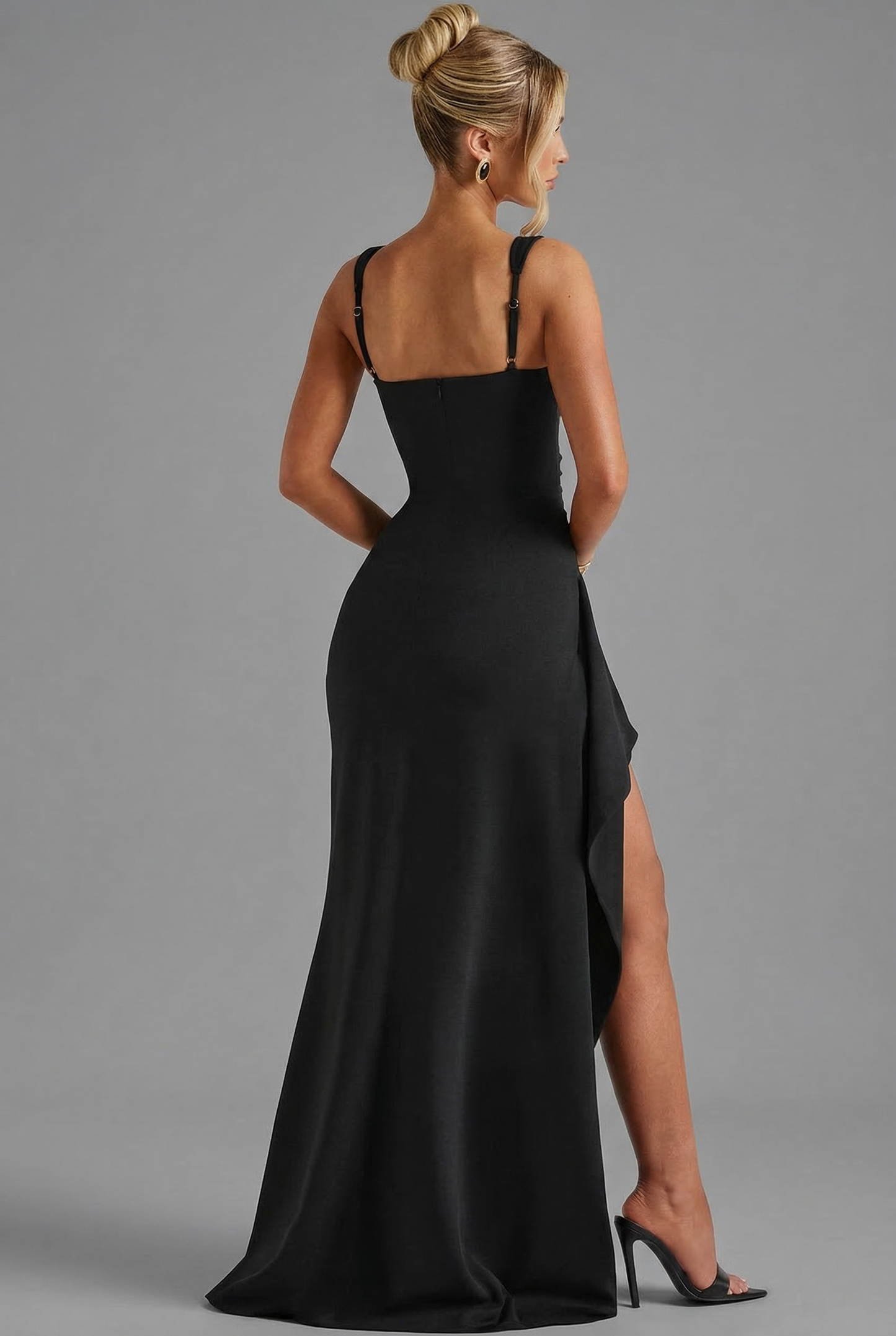 Dani | Women’s Elegant Bodycon Slip Maxi Dress with Leg Split and Open Back