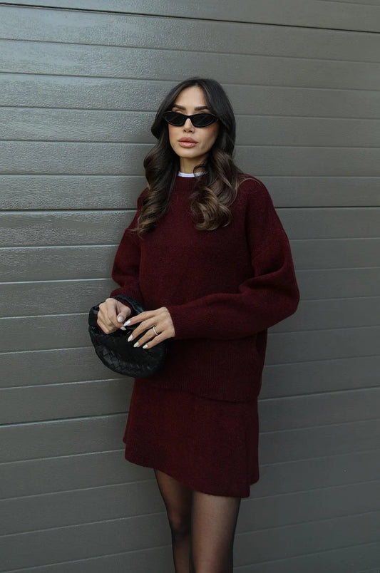 Helena - Knitted Skirt Suit (Top + Skirt)