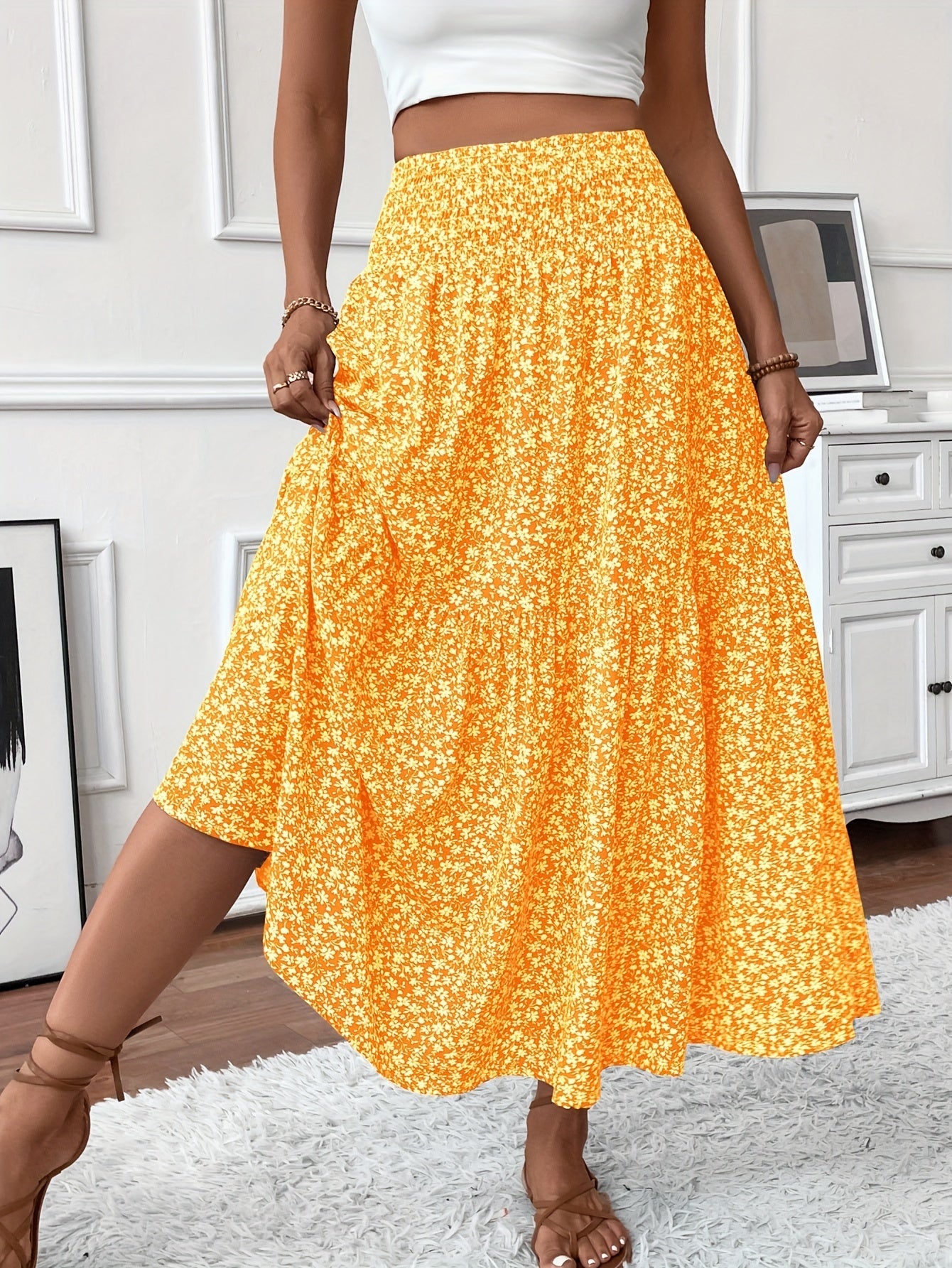 Elena | Floral Midi Skirt For Women
