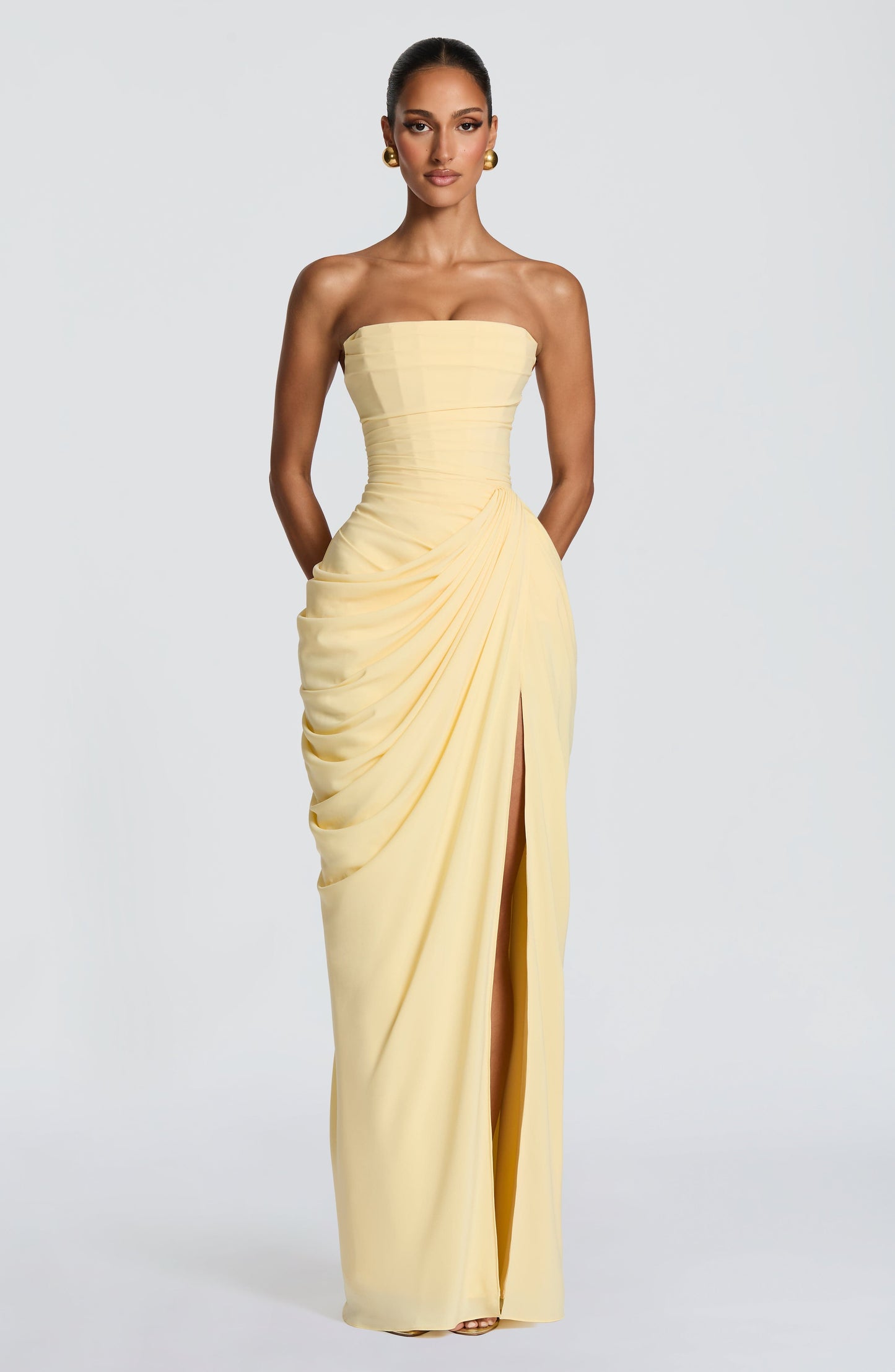 Cyra | Lemon Strapless Maxi Dress