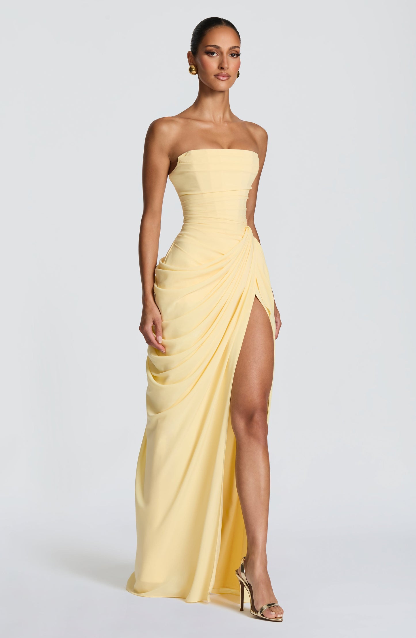 Cyra | Lemon Strapless Maxi Dress