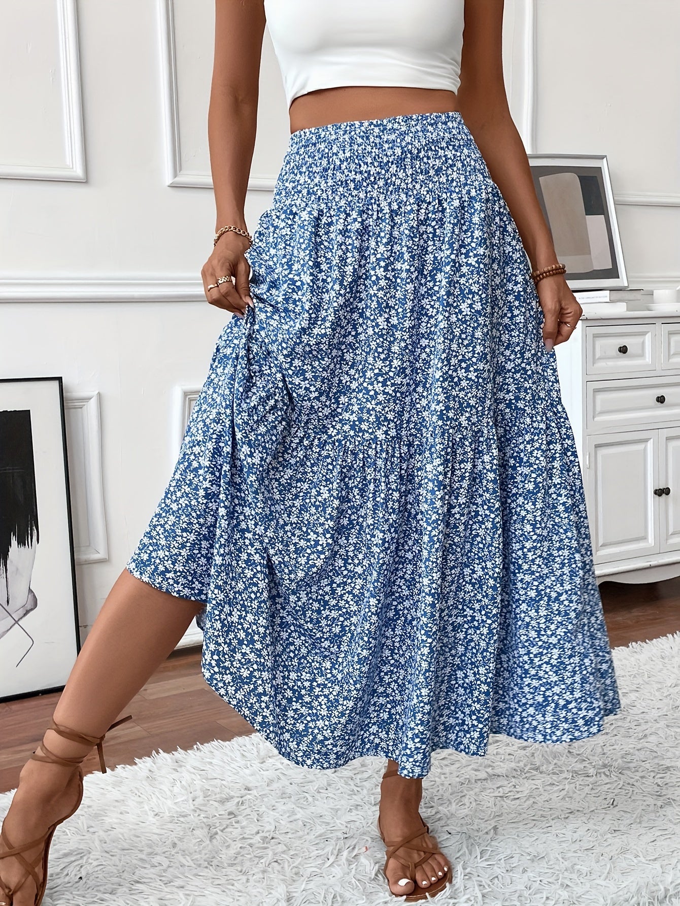 Elena | Floral Midi Skirt For Women