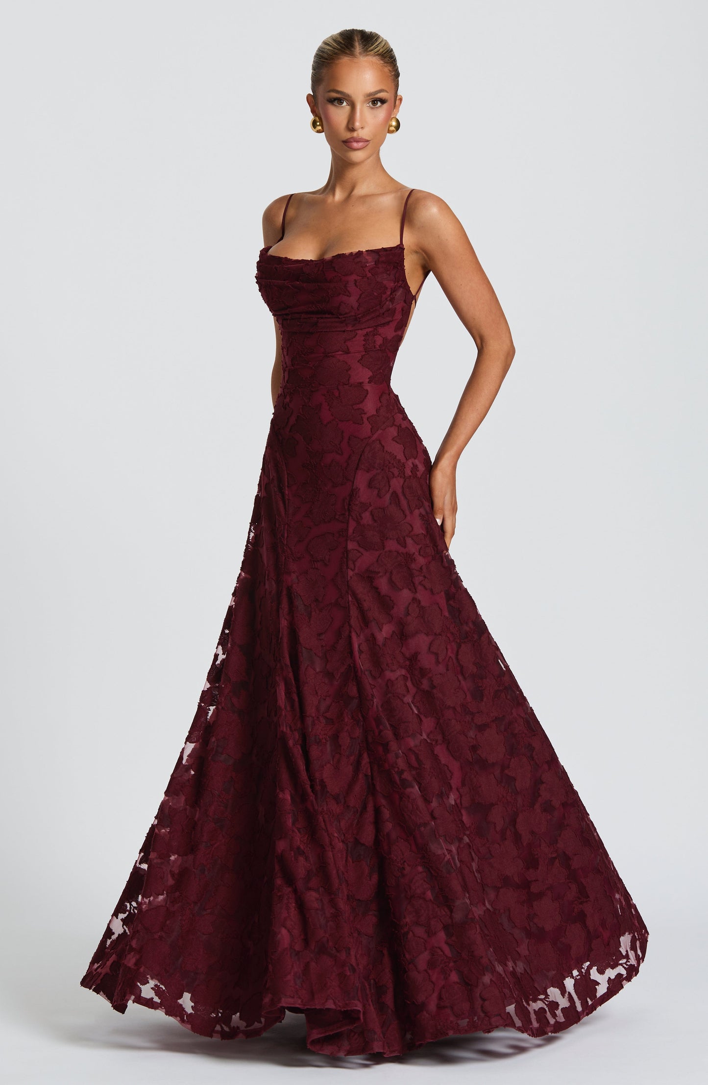 Francis | An Elegant Low Cut Floor Length Dress With A Defined Silhouette