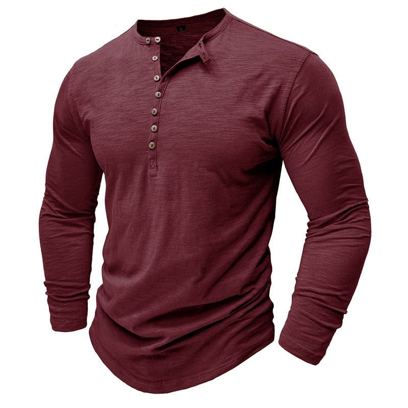 Adrien | Long Sleeve Buttoned Collar T Shirt For Men