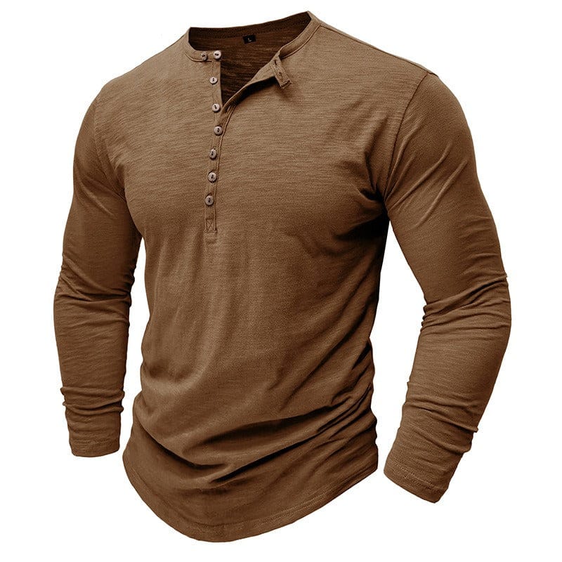 Adrien | Long Sleeve Buttoned Collar T Shirt For Men