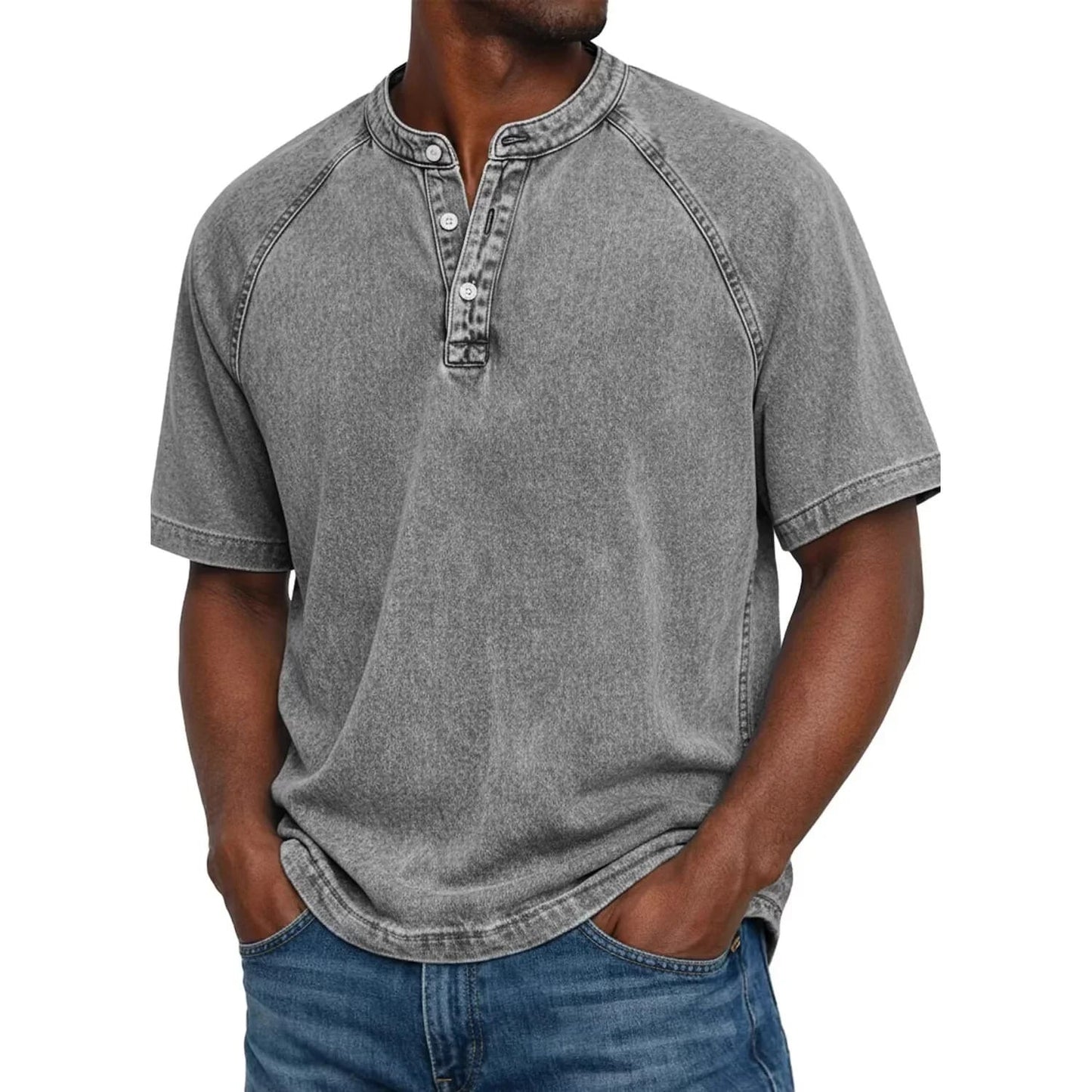 Theo | Vintage Raglan Henley T Shirt