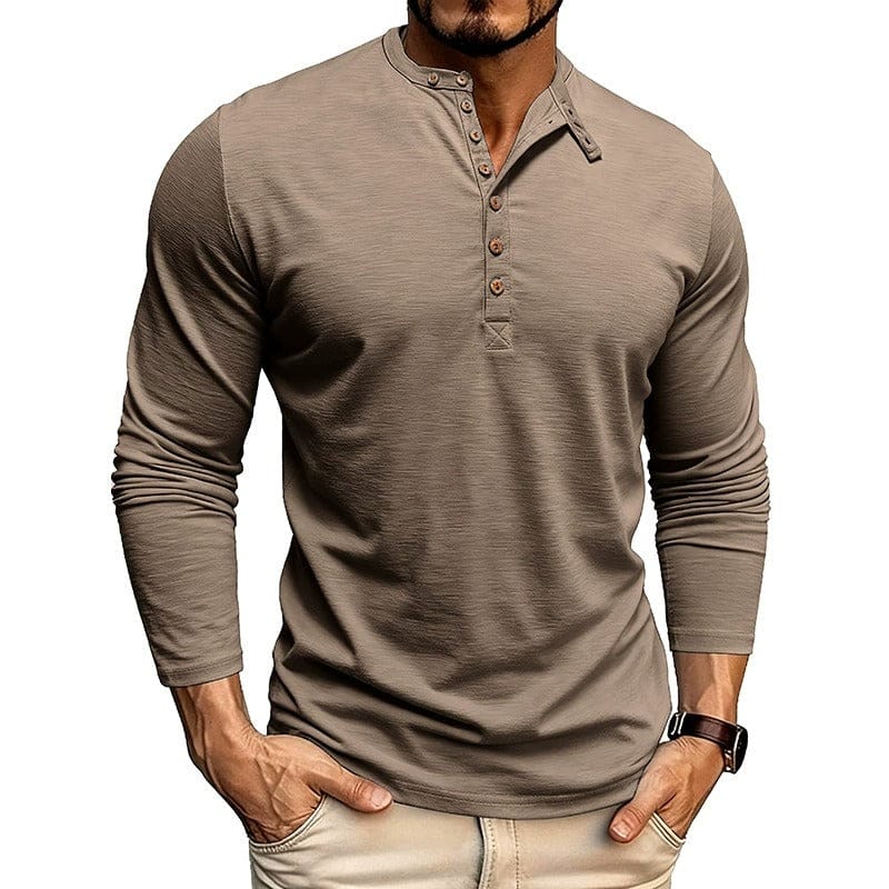 Adrien | Long Sleeve Buttoned Collar T Shirt For Men
