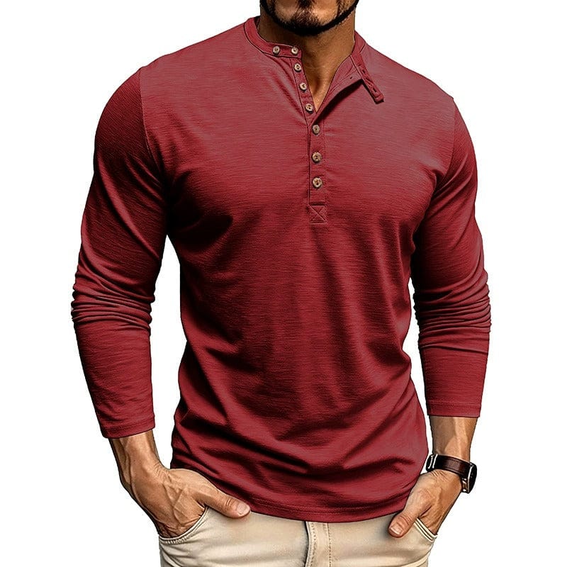 Adrien | Long Sleeve Buttoned Collar T Shirt For Men