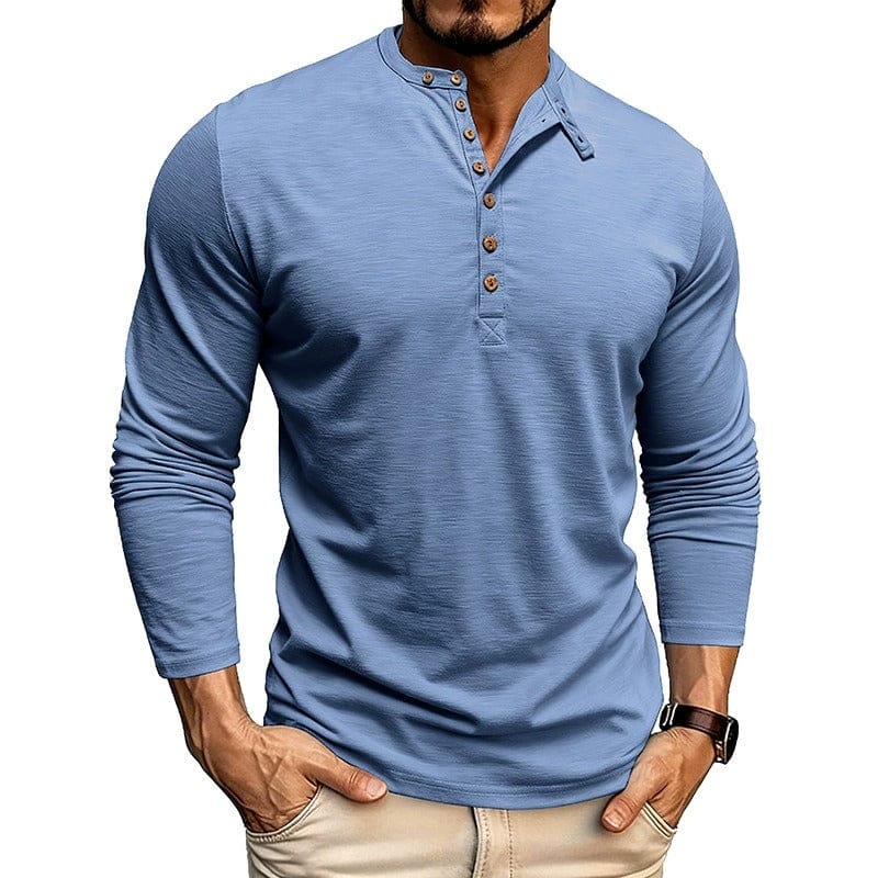 Adrien | Long Sleeve Buttoned Collar T Shirt For Men