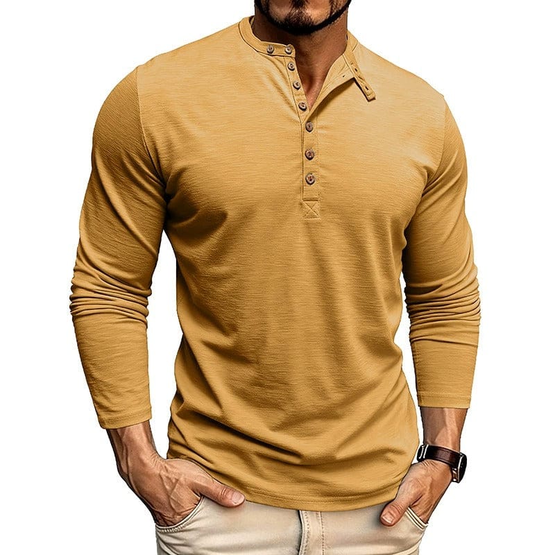 Adrien | Long Sleeve Buttoned Collar T Shirt For Men