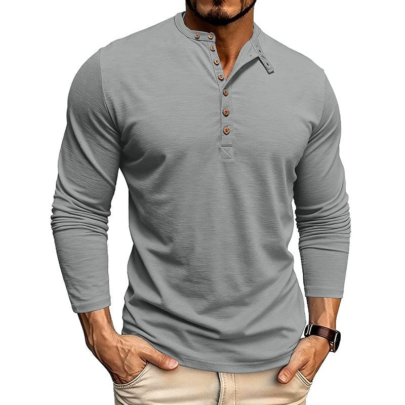 Adrien | Long Sleeve Buttoned Collar T Shirt For Men