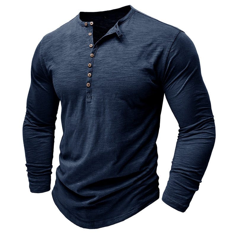 Adrien | Long Sleeve Buttoned Collar T Shirt For Men