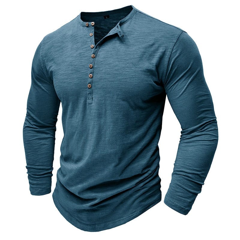 Adrien | Long Sleeve Buttoned Collar T Shirt For Men