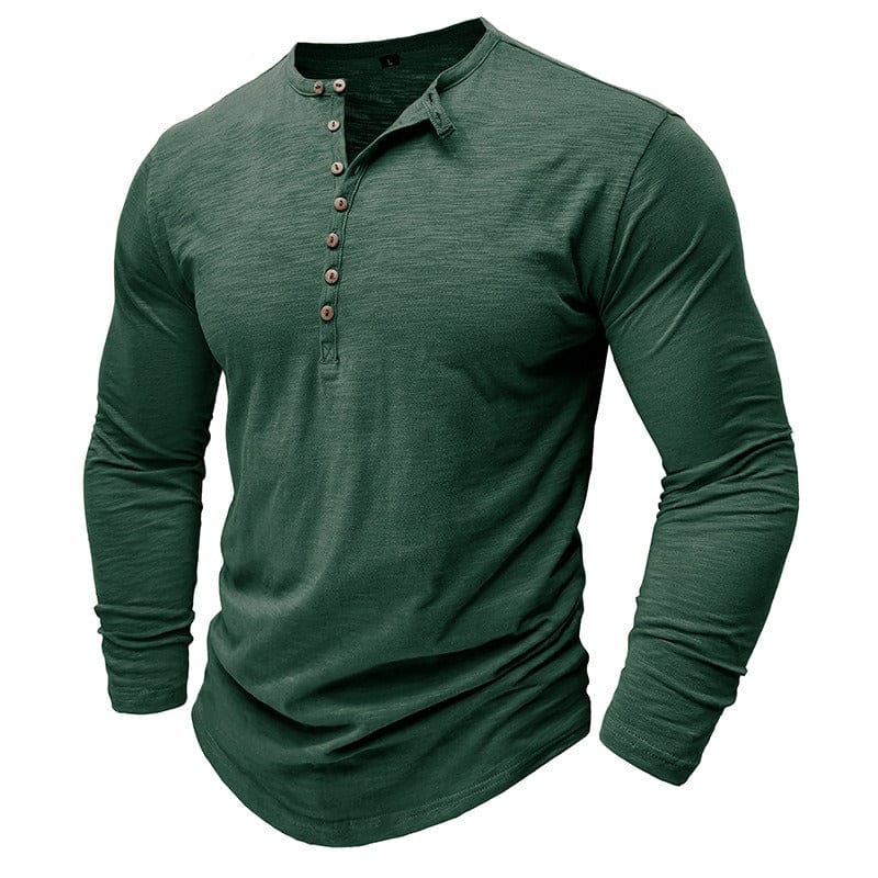 Adrien | Long Sleeve Buttoned Collar T Shirt For Men