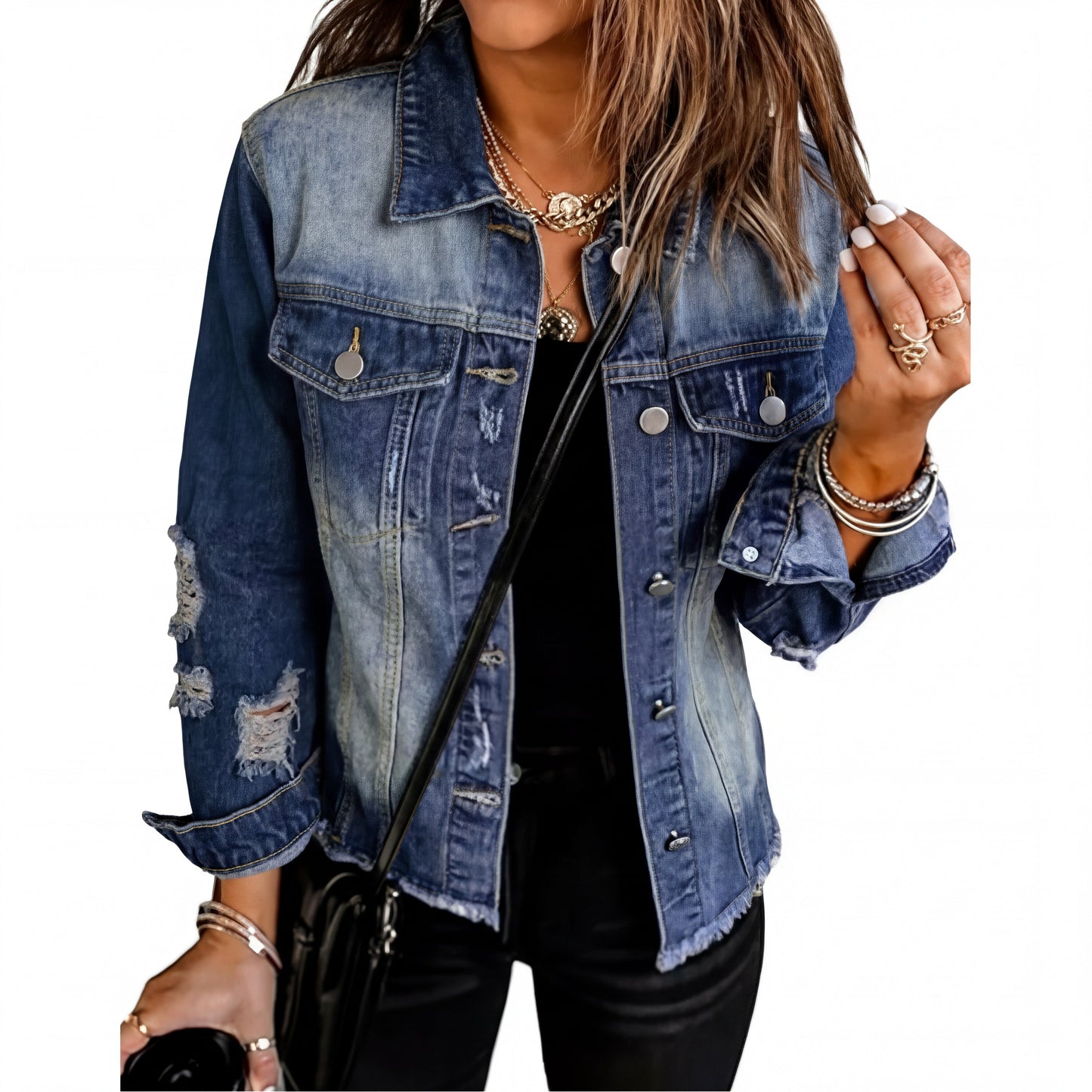 Hattie | Distressed Boyfriend Denim Jacket