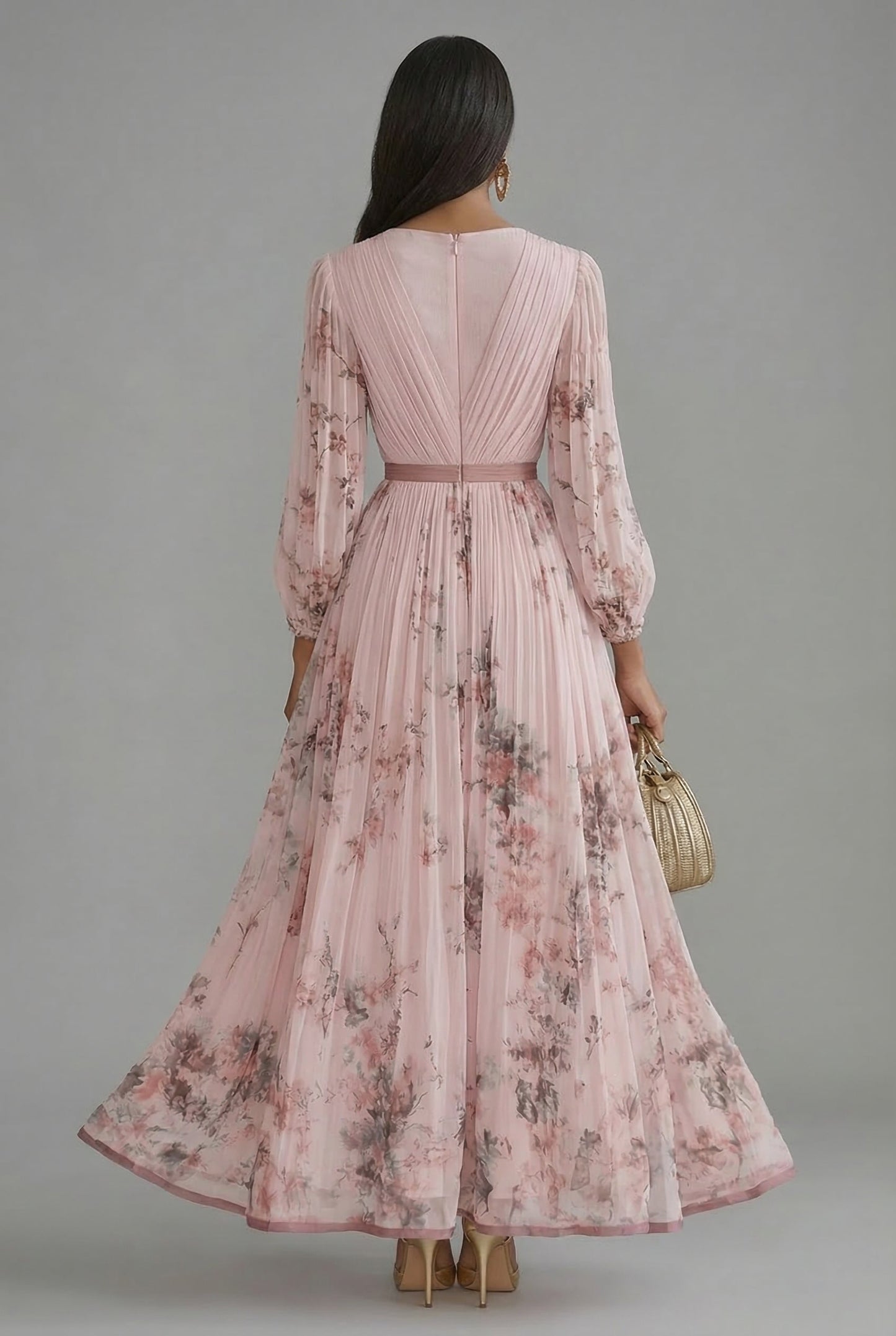 Ascot | Floral V-Neck Long Sleeve Maxi Dress