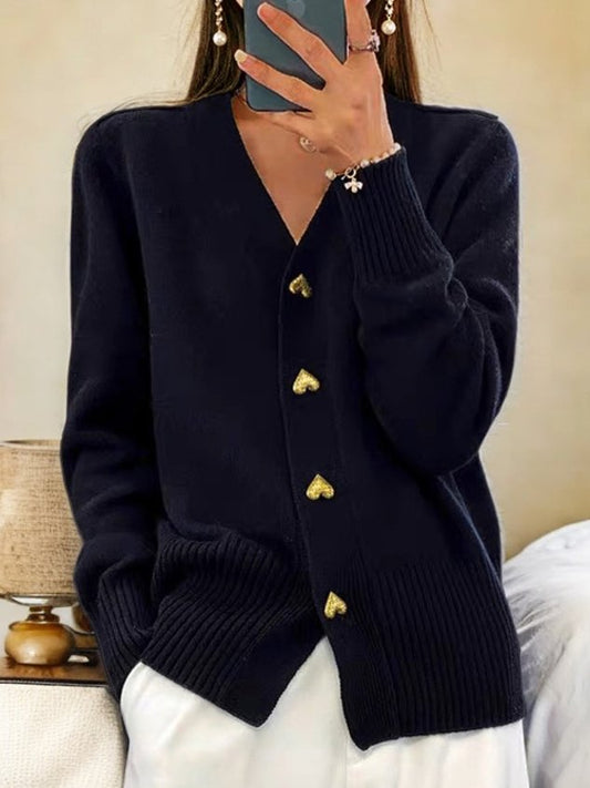 Carla - Heart Buttoned Cardigan