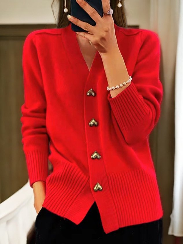 Carla - Heart Buttoned Cardigan