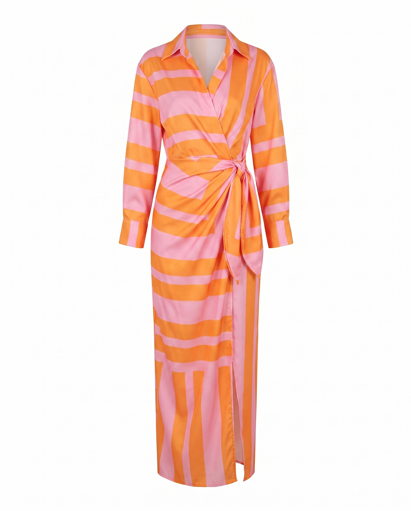 Isolda |  Leaf-Print V-Neck Wrap Maxi Dress