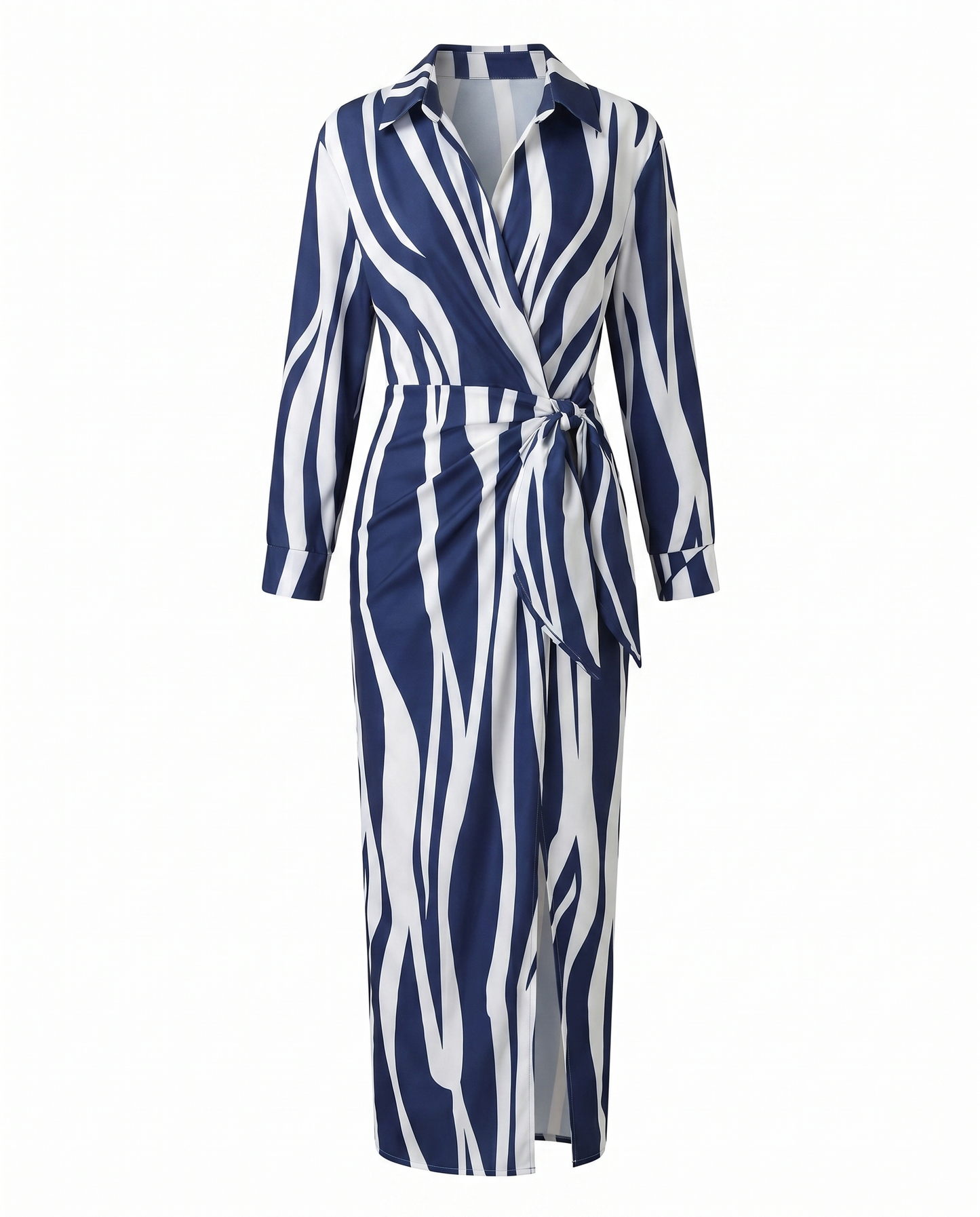 Isolda |  Leaf-Print V-Neck Wrap Maxi Dress