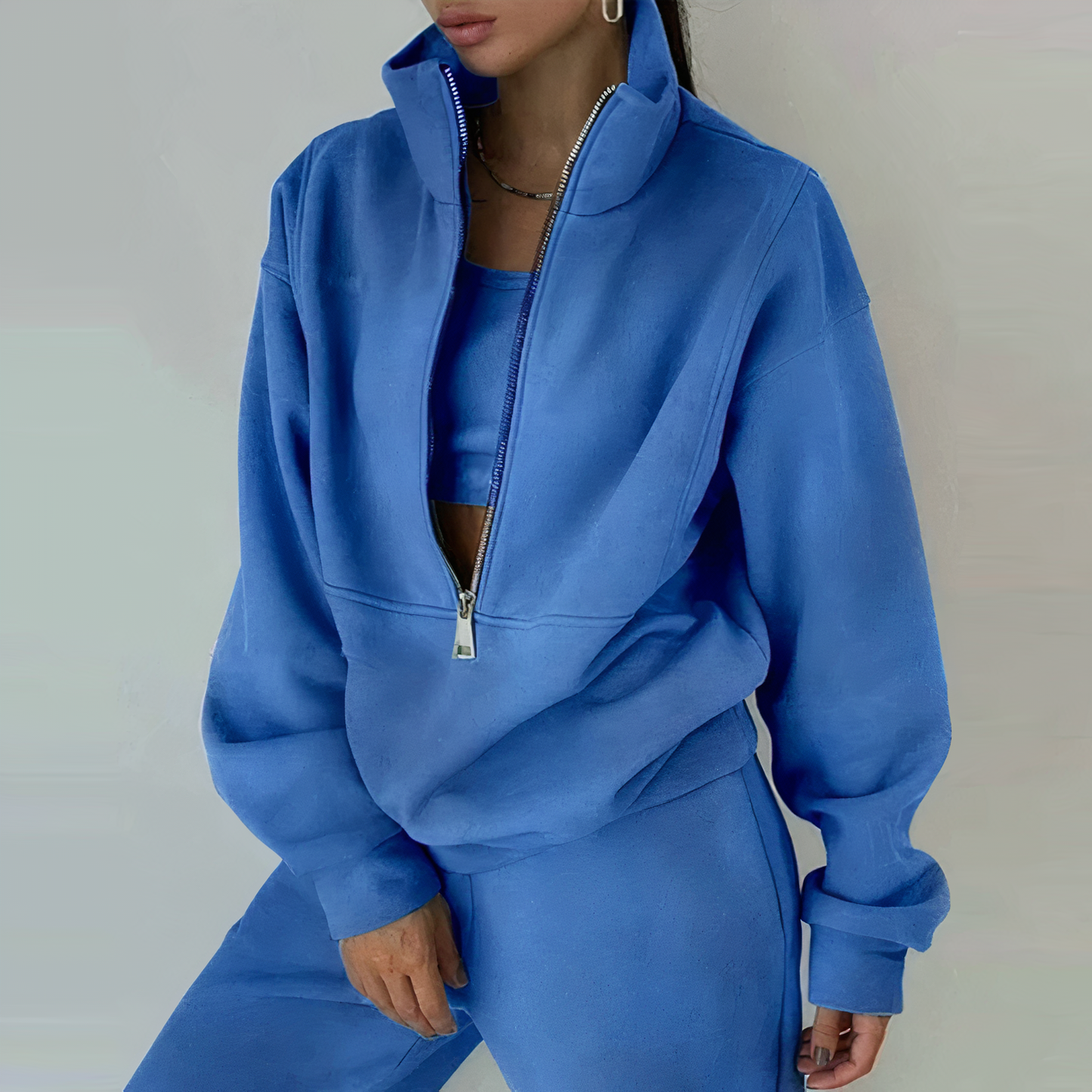 Alina | Two Piece Half Zip Tracksuit Set For Women