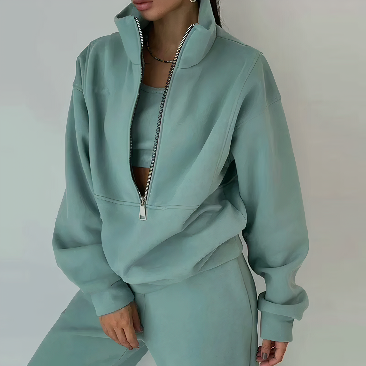 Alina | Two Piece Half Zip Tracksuit Set For Women